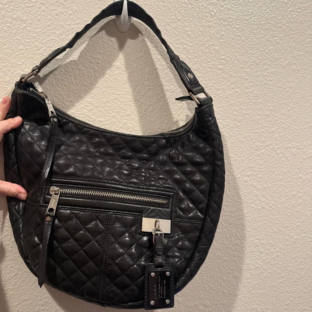 L.A.M.B. Y2k vintage Black Quilted Hobo Bag by Gwen Stefani